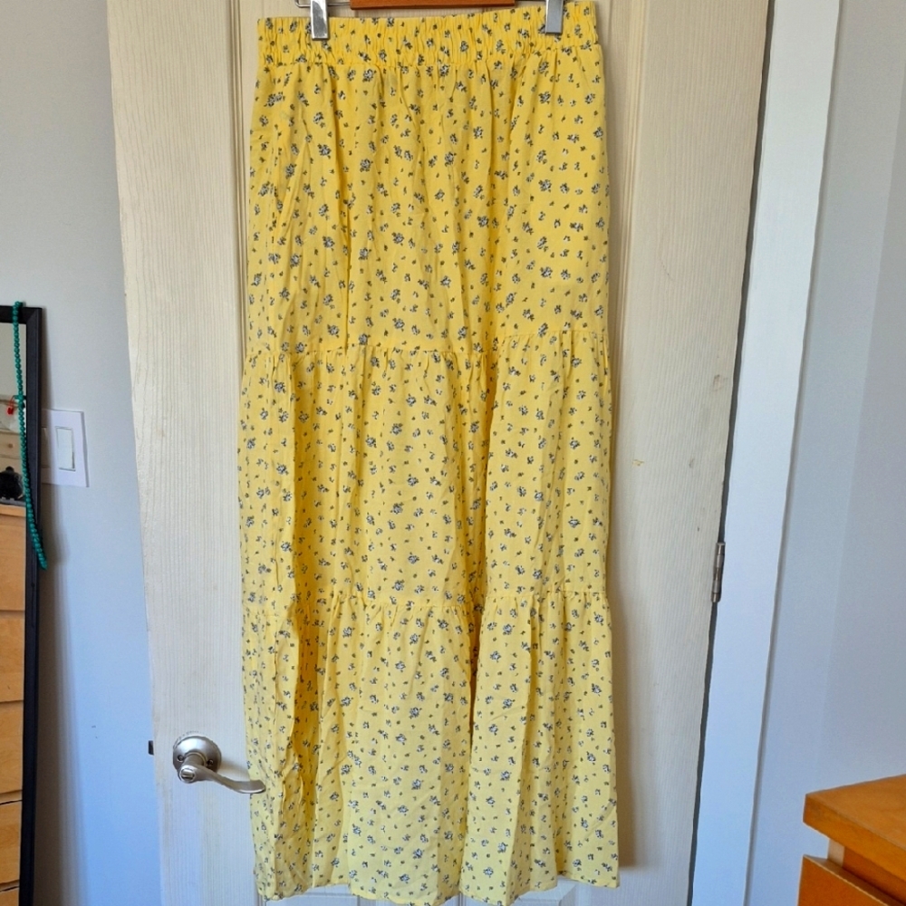 Floral Yellow Maxi Skirt
